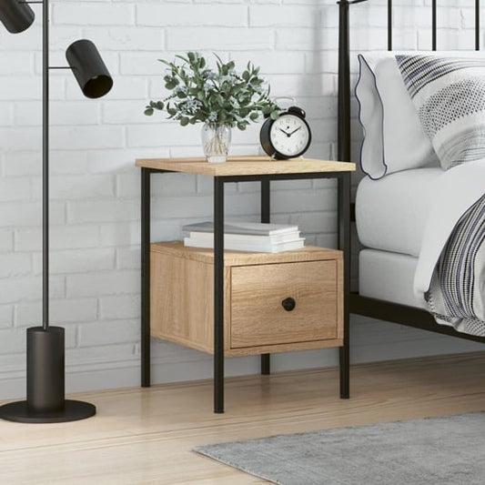 Achava Wooden Bedside Cabinet With 1 Drawer In Sonoma Oak