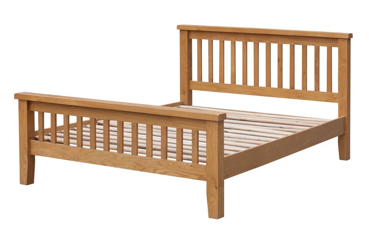 Eden Solid Oak Wooden Bed with High Foot End - Double Bed