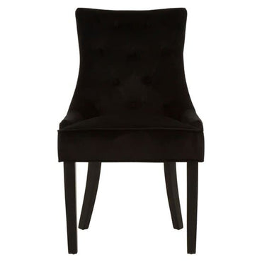 Adalinise Black Velvet Dining Chair With Wooden Legs In A Pair