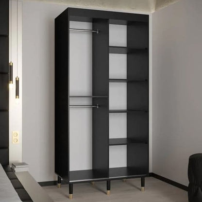 Adel I Wooden Wardrobe With Sliding 2 Doors 100cm In Black