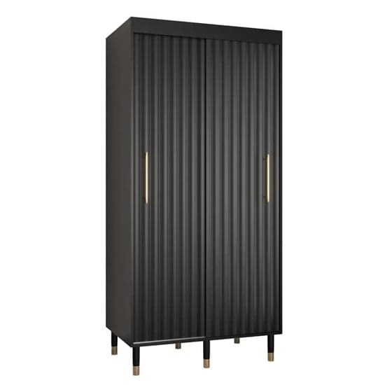 Adel I Wooden Wardrobe With Sliding 2 Doors 100cm In Black