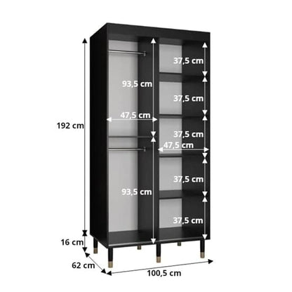 Adel I Wooden Wardrobe With Sliding 2 Doors 100cm In Black