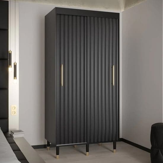 Adel I Wooden Wardrobe With Sliding 2 Doors 100cm In Black