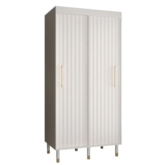 100cm White Wooden Wardrobe | Sliding | Organized Interior | 2 Doors | 100cm