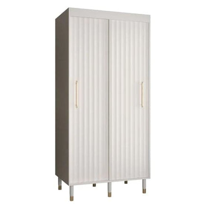 100cm White Wooden Wardrobe | Sliding | Organized Interior | 2 Doors | 100cm