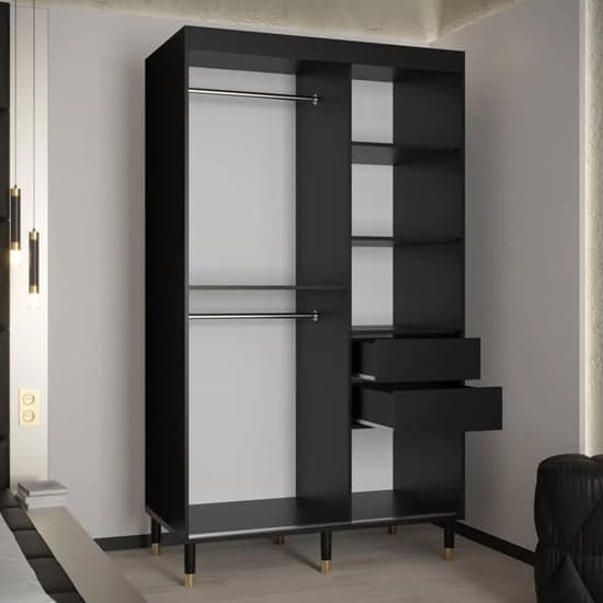 Adel I Wooden Wardrobe With Sliding 2 Doors 120cm In Black