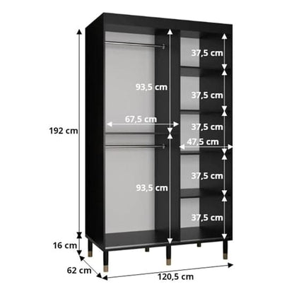 Adel I Wooden Wardrobe With Sliding 2 Doors 120cm In Black