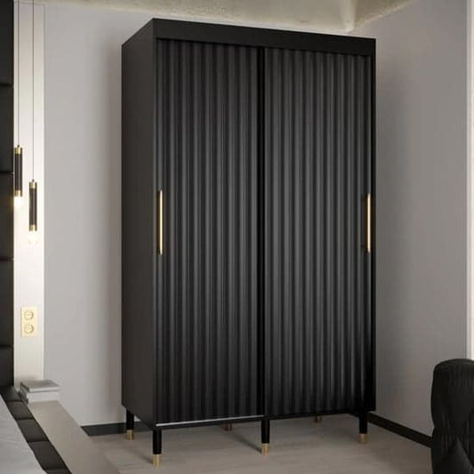 Adel I Wooden Wardrobe With Sliding 2 Doors 120cm In Black