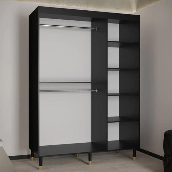 Adel I Wooden Wardrobe With Sliding 2 Doors 150cm In Black