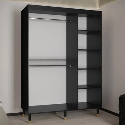 Adel I Wooden Wardrobe With Sliding 2 Doors 150cm In Black