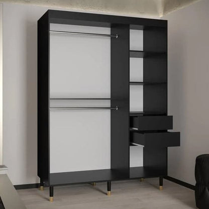 Adel I Wooden Wardrobe With Sliding 2 Doors 150cm In Black