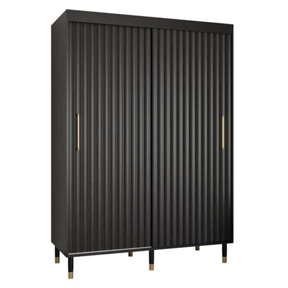 Adel I Wooden Wardrobe With Sliding 2 Doors 150cm In Black