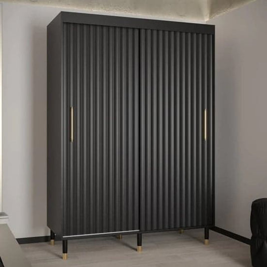 Adel I Wooden Wardrobe With Sliding 2 Doors 150cm In Black