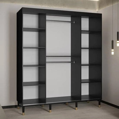 Adel I Wooden Wardrobe With Sliding 2 Doors 180cm In Black