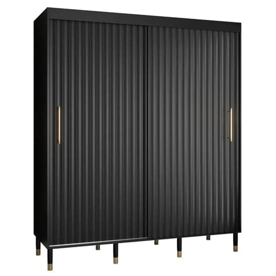 Adel I Wooden Wardrobe With Sliding 2 Doors 180cm In Black