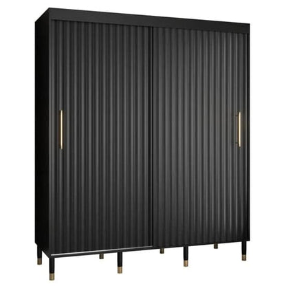 Adel I Wooden Wardrobe With Sliding 2 Doors 180cm In Black