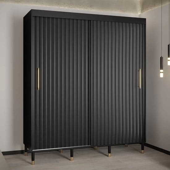 Adel I Wooden Wardrobe With Sliding 2 Doors 180cm In Black