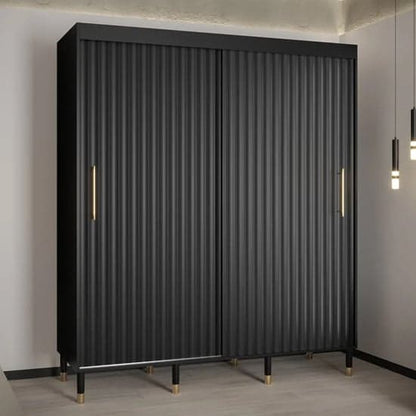 Adel I Wooden Wardrobe With Sliding 2 Doors 180cm In Black