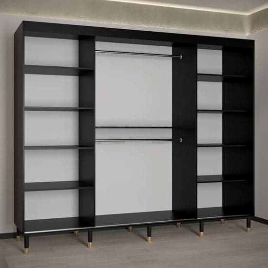 Adel I Wooden Wardrobe With Sliding 3 Doors 250cm In Black