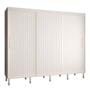 250cm White Wooden Wardrobe | Sliding | Organized Interior | 3 Doors | 250cm