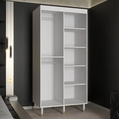 Adel II Mirrored Sliding Wardrobe | White | Mirror | 2 Doors | 100cm