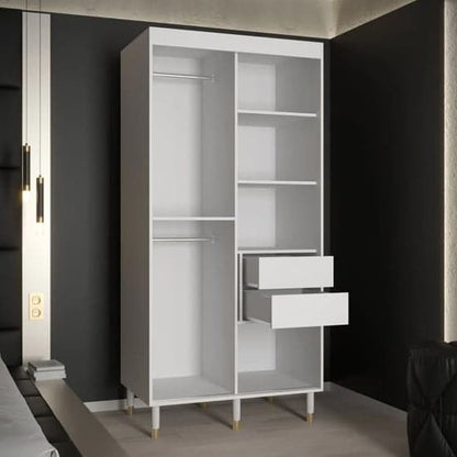 Adel II Mirrored Sliding Wardrobe | White | Mirror | 2 Doors | 100cm