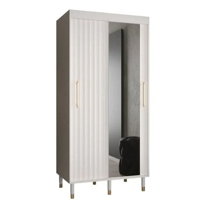 Adel II Mirrored Sliding Wardrobe | White | Mirror | 2 Doors | 100cm