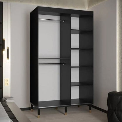 Adel II Mirrored Wardrobe With Sliding 2 Doors 120cm In Black