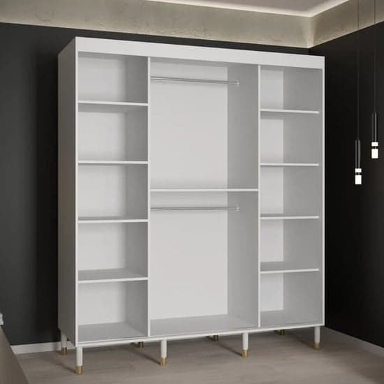 White 180cm Adel II Sliding Wardrobe | Mirrored | 2 Doors | Shelves