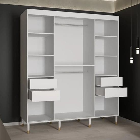 White 180cm Adel II Sliding Wardrobe | Mirrored | 2 Doors | Shelves