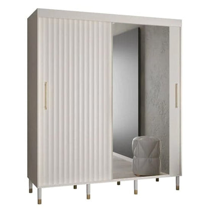 White 180cm Adel II Sliding Wardrobe | Mirrored | 2 Doors | Shelves