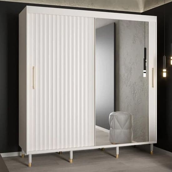 Adel II White Mirrored Sliding Wardrobe | Mirror | 2 Doors | 200cm