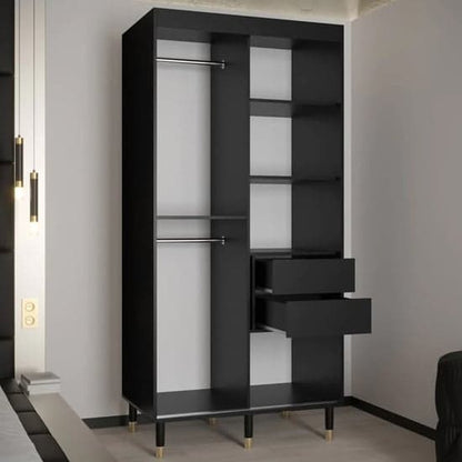 Adel Wooden Wardrobe With Sliding 2 Doors 100cm In Black