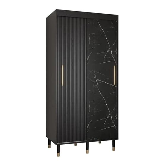 Adel Wooden Wardrobe With Sliding 2 Doors 100cm In Black