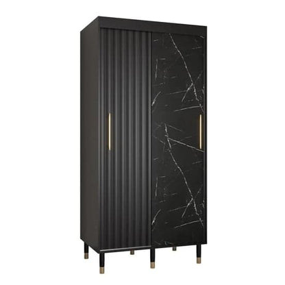 Adel Wooden Wardrobe With Sliding 2 Doors 100cm In Black