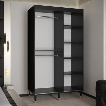 Adel Wooden Wardrobe With Sliding 2 Doors 120cm In Black