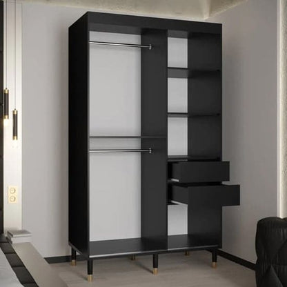 Adel Wooden Wardrobe With Sliding 2 Doors 120cm In Black