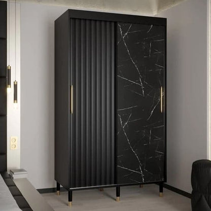 Adel Wooden Wardrobe With Sliding 2 Doors 120cm In Black