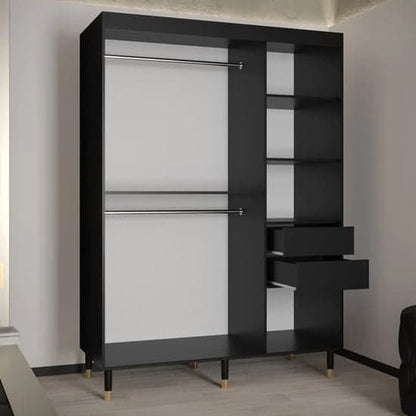 Adel Wooden Wardrobe With Sliding 2 Doors 150cm In Black