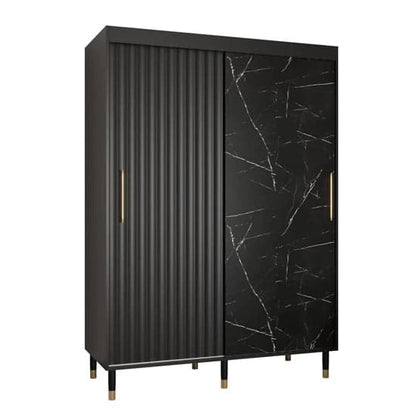 Adel Wooden Wardrobe With Sliding 2 Doors 150cm In Black