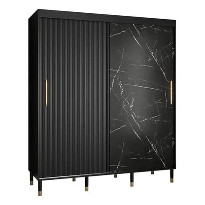 Adel Wooden Wardrobe With Sliding 2 Doors 180cm In Black