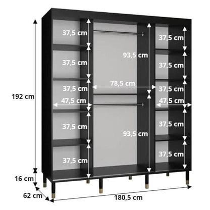 Adel Wooden Wardrobe With Sliding 2 Doors 180cm In Black