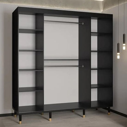 Adel Wooden Wardrobe With Sliding 3 Doors 200cm In Black