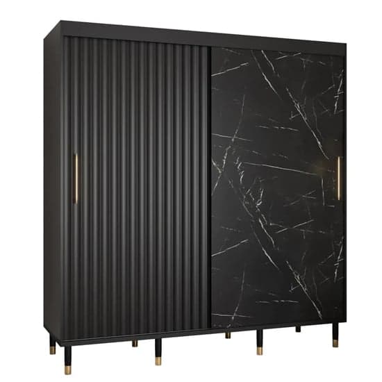 Adel Wooden Wardrobe With Sliding 3 Doors 200cm In Black