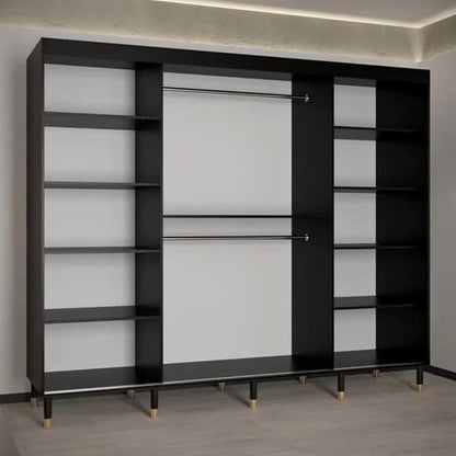 Adel Wooden Wardrobe With Sliding 3 Doors 250cm In Black