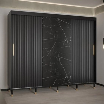 Adel Wooden Wardrobe With Sliding 3 Doors 250cm In Black