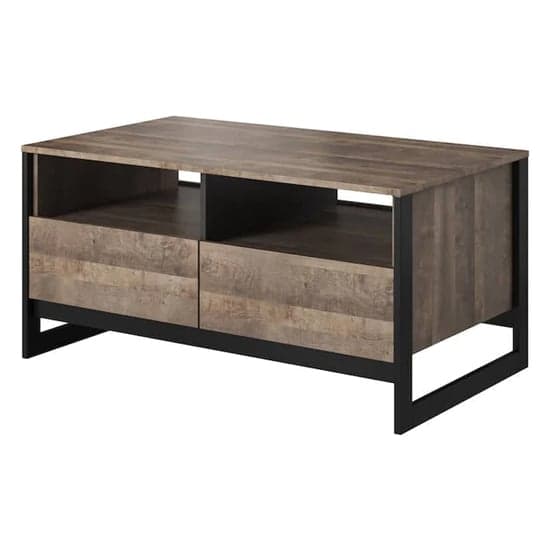 Grande Oak Coffee Table with 2 Drawers - Adkins Wooden Design for Living Room Storage