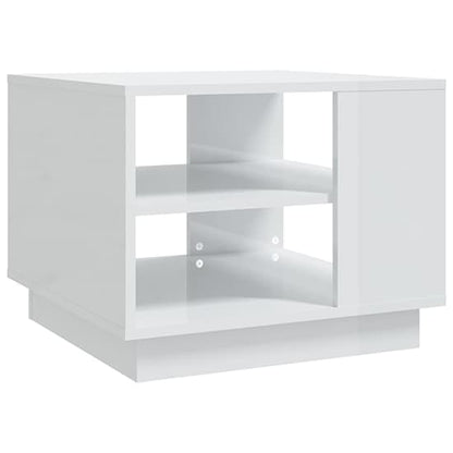 Modern White High Gloss Coffee Table with Undershelf for Living Room