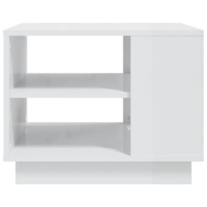 Modern White High Gloss Coffee Table with Undershelf for Living Room