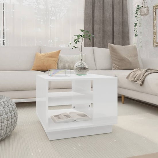 Modern White High Gloss Coffee Table with Undershelf for Living Room